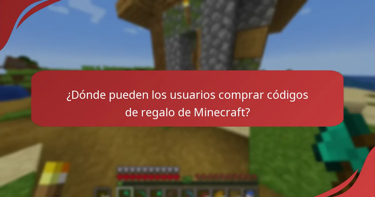 ¿Dónde pueden los usuarios comprar códigos de regalo de Minecraft?